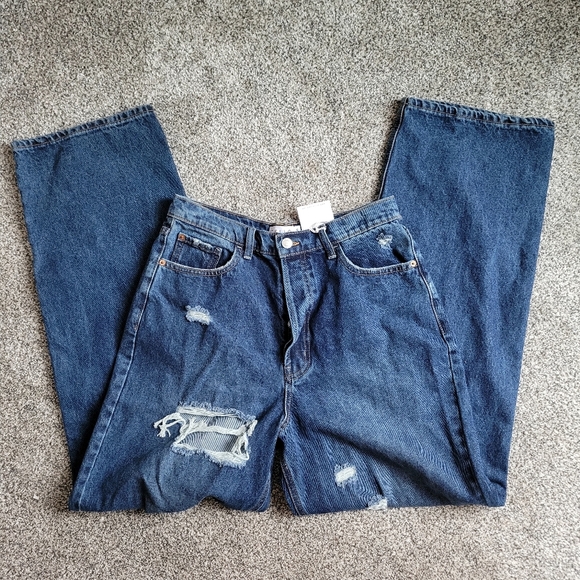 Cello 90s Baggy Distressed Frayed Highrise Dark Blue Junior's Jeans Size 9 NWT - Picture 9 of 9